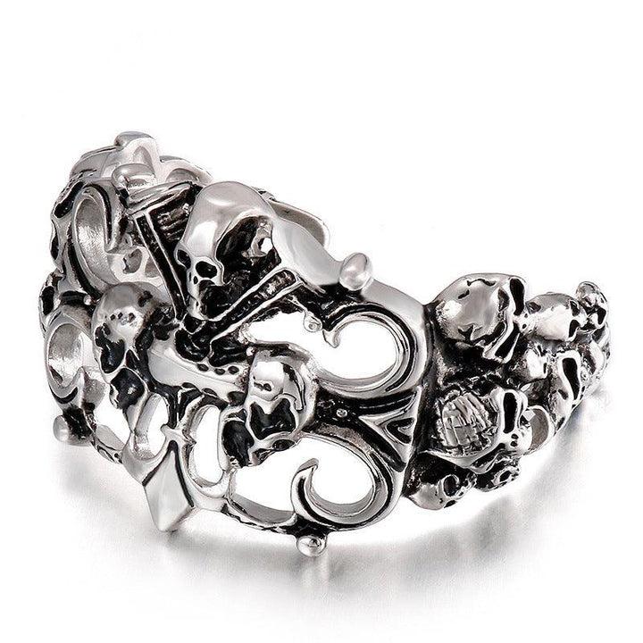 Kalen Punk Stainless Steel Skull Cuff Bracelet Bangles for Men - kalen