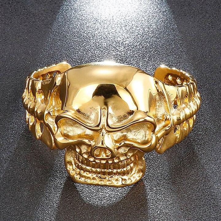 Kalen Gothic Stainless Steel Skull Bangles Rock Punk Bracelet Men's Cool Jewelry Accessories Gift.