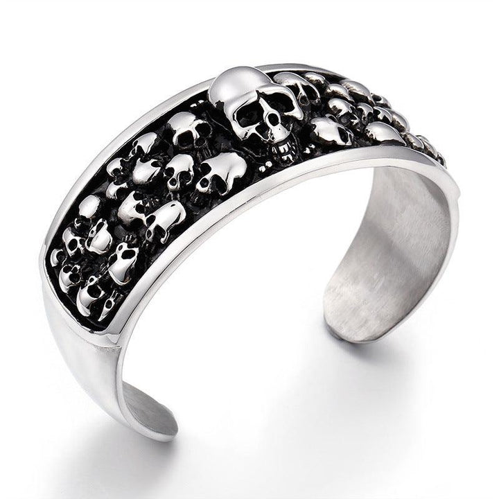 Kalen Punk Stainless Steel Skull Cuff Bracelet Bangles for Men - kalen