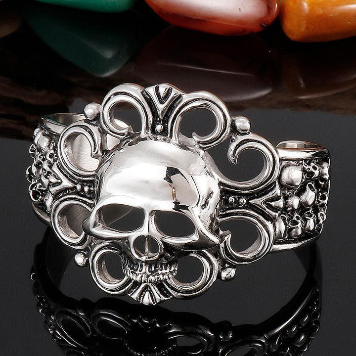 Kalen Punk Stainless Steel Skull Cuff Bracelet Bangles for Men - kalen