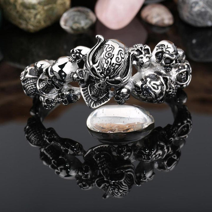 Kalen Punk Stainless Steel Skull Cuff Bracelet Bangles for Men - kalen