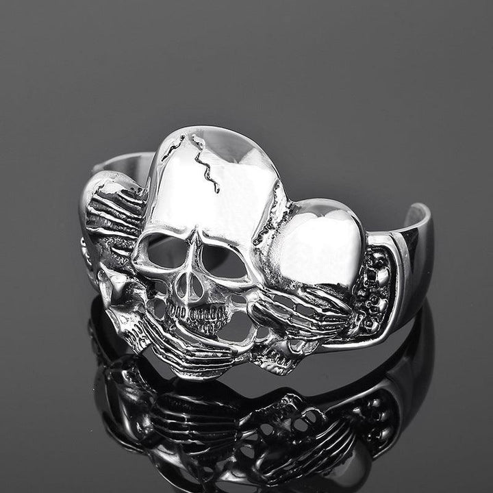 Kalen Punk Stainless Steel Skull Cuff Bracelet Bangles for Men - kalen