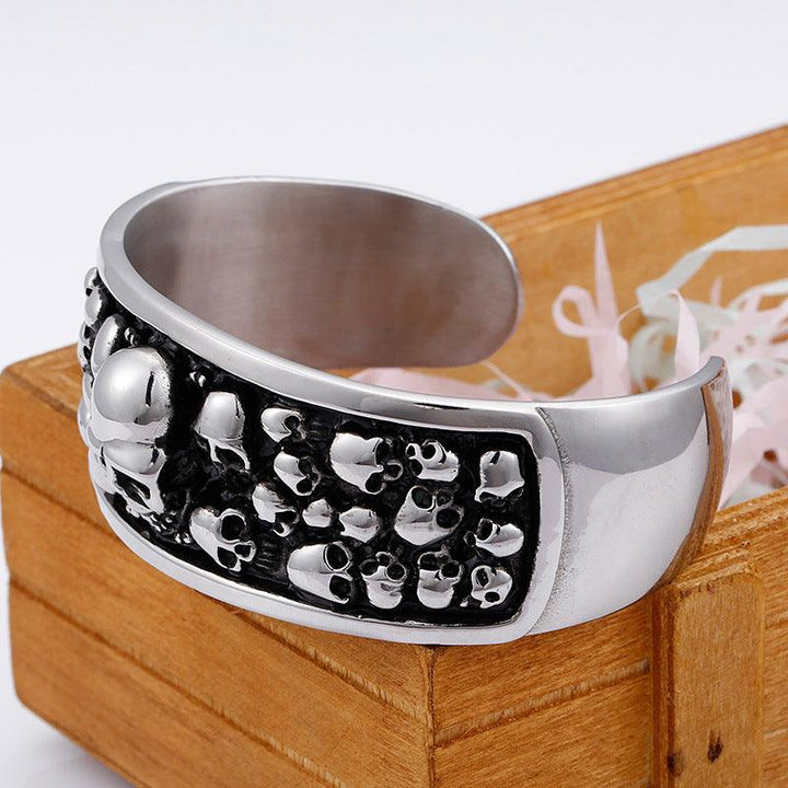 Kalen Punk Stainless Steel Skull Cuff Bracelet Bangles for Men - kalen