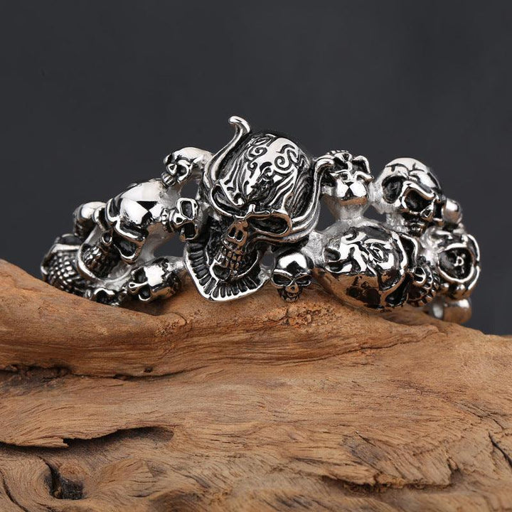 Kalen Punk Stainless Steel Skull Cuff Bracelet Bangles for Men - kalen