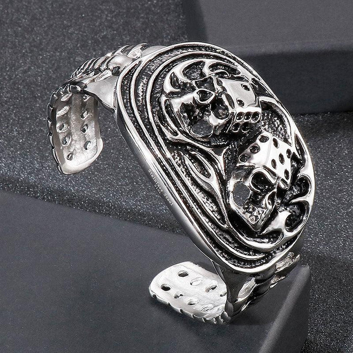 Kalen Punk Stainless Steel Skull Cuff Bracelet Bangles for Men - kalen