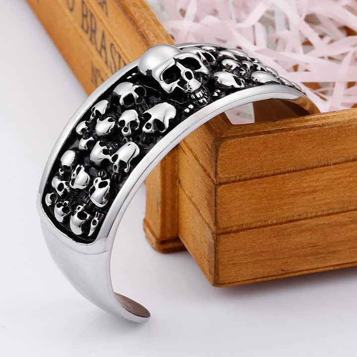 Kalen Punk Stainless Steel Skull Cuff Bracelet Bangles for Men - kalen