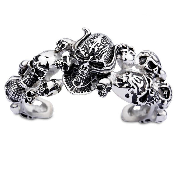 Kalen Punk Stainless Steel Skull Cuff Bracelet Bangles for Men - kalen