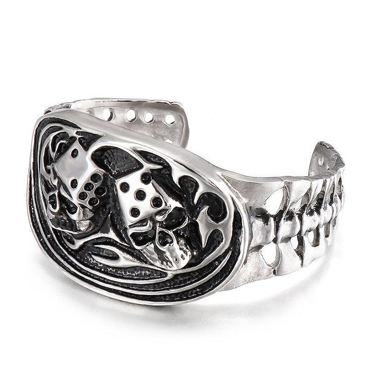 Kalen Punk Stainless Steel Skull Cuff Bracelet Bangles for Men - kalen