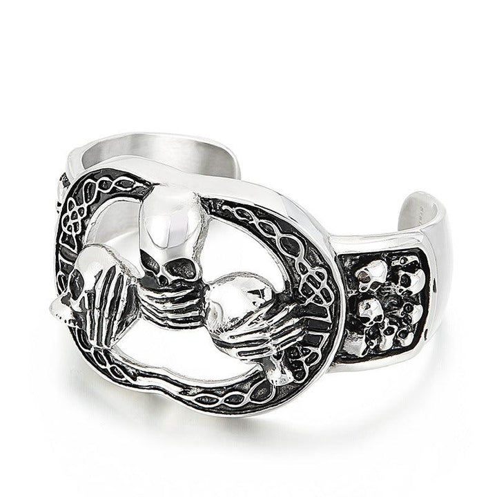 Kalen Punk Stainless Steel Skull Cuff Bracelet Bangles for Men - kalen