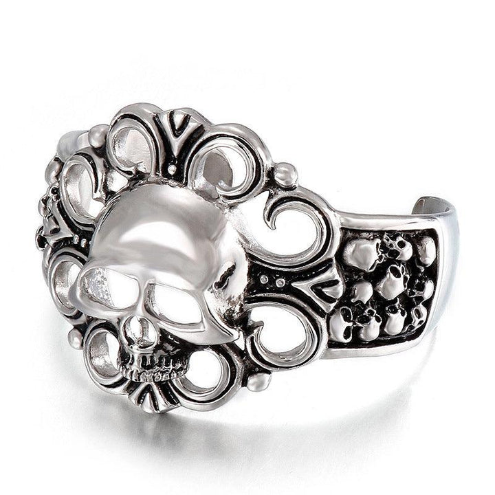 Kalen Punk Stainless Steel Skull Cuff Bracelet Bangles for Men - kalen