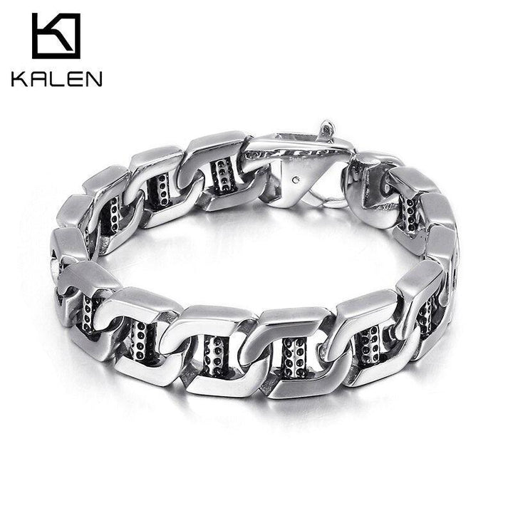 Kalen Punk Style Mechanical Chain 15mm Wide Men's Stainless Steel Bracelet Jewelry.