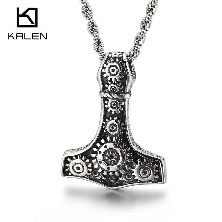 Kalen Punk Style Mechanical Pendant High Quality Stainless Steel Men's Necklace Multi Size Gothic Viking Jewelry.