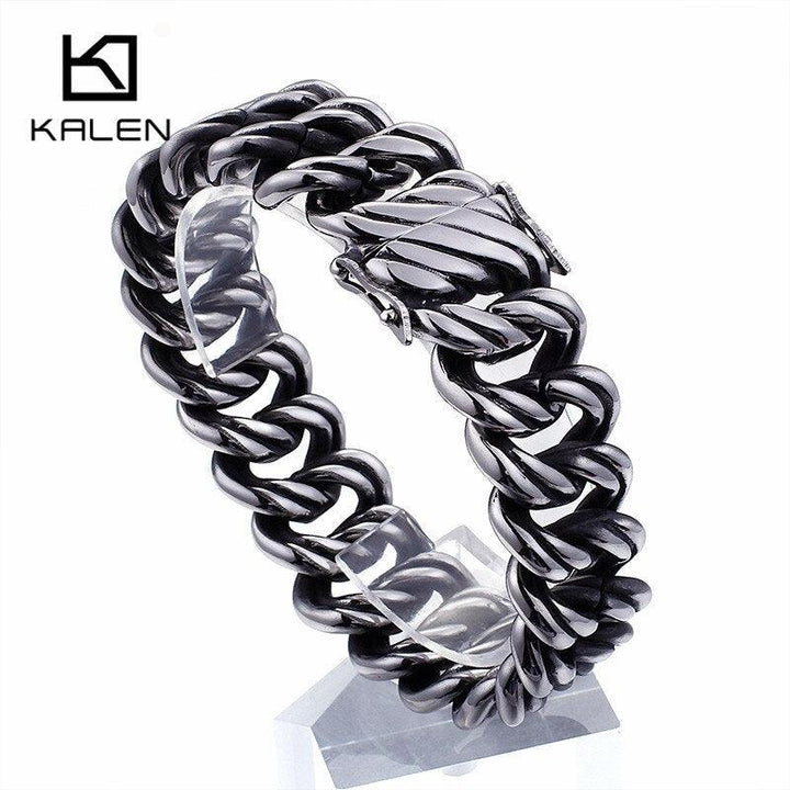 KALEN Punk Twisted Chain Bracelet Men Stainless Steel 21.5cm Heavy Chunky 21mm Masculine Pulsera Jewelry 2020.