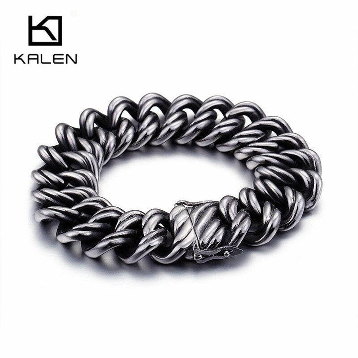 KALEN Punk Twisted Chain Bracelet Men Stainless Steel 21.5cm Heavy Chunky 21mm Masculine Pulsera Jewelry 2020.