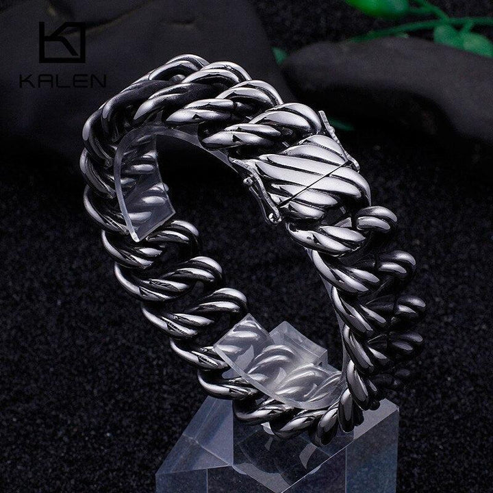 KALEN Punk Twisted Chain Bracelet Men Stainless Steel 21.5cm Heavy Chunky 21mm Masculine Pulsera Jewelry 2020.