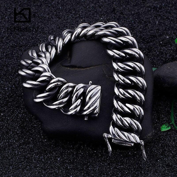 KALEN Punk Twisted Chain Bracelet Men Stainless Steel 21.5cm Heavy Chunky 21mm Masculine Pulsera Jewelry 2020.