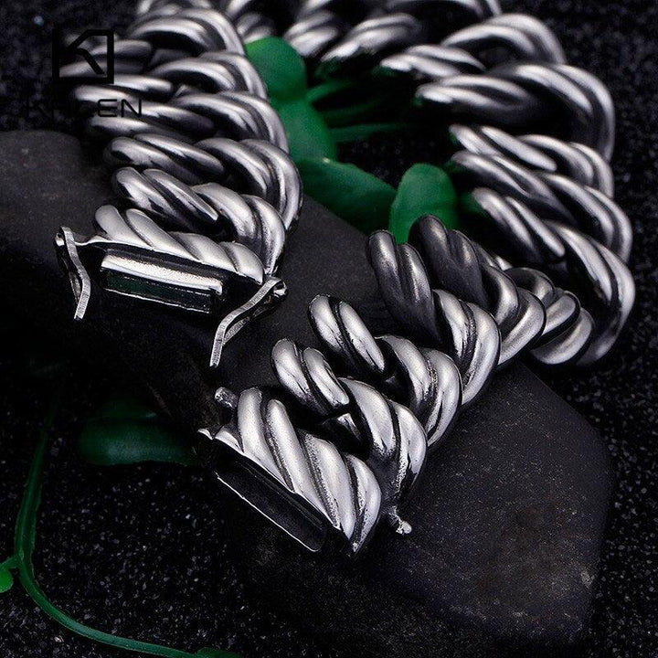 KALEN Punk Twisted Chain Bracelet Men Stainless Steel 21.5cm Heavy Chunky 21mm Masculine Pulsera Jewelry 2020.