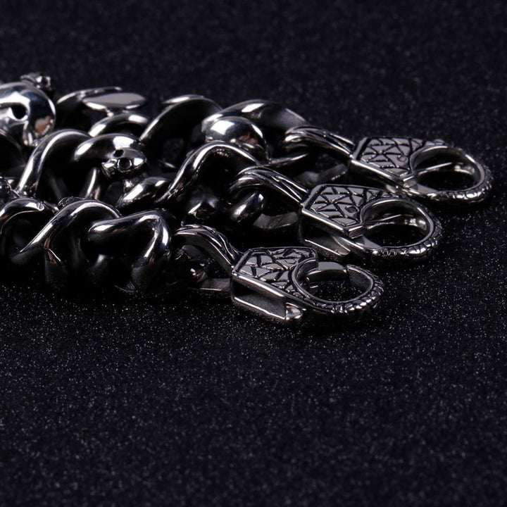 Kalen Stainless Steel Retro Twisted Chain Men's Skull Punk Style Unique Bracelet Jewelry Accessories.