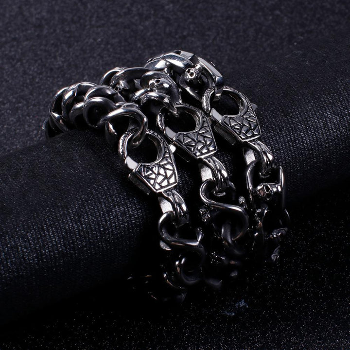 Kalen Stainless Steel Retro Twisted Chain Men's Skull Punk Style Unique Bracelet Jewelry Accessories.