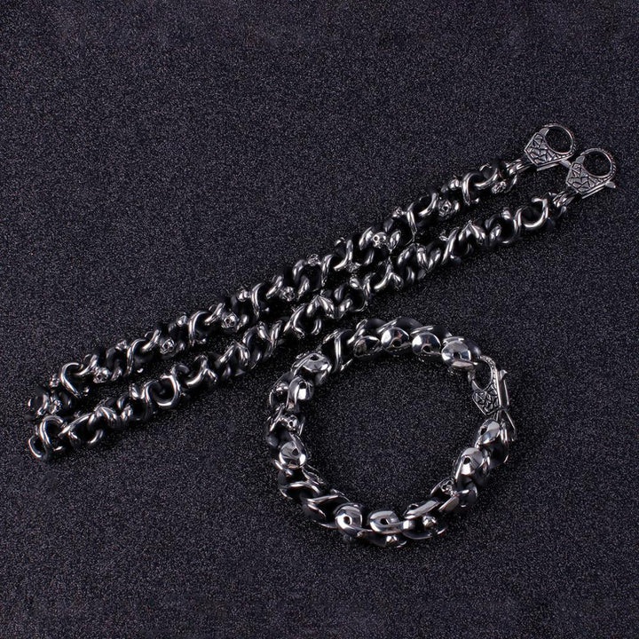 Kalen Stainless Steel Retro Twisted Chain Men's Skull Punk Style Unique Bracelet Jewelry Accessories.