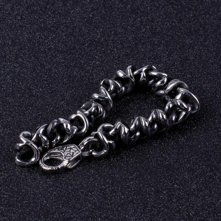 Kalen Stainless Steel Retro Twisted Chain Men's Skull Punk Style Unique Bracelet Jewelry Accessories.