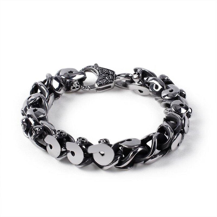 Kalen Stainless Steel Retro Twisted Chain Men's Skull Punk Style Unique Bracelet Jewelry Accessories.