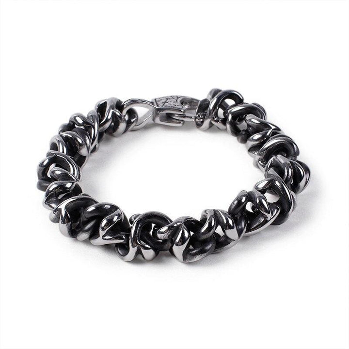 Kalen Stainless Steel Retro Twisted Chain Men's Skull Punk Style Unique Bracelet Jewelry Accessories.