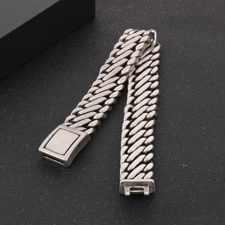 KALEN Punk Vintage Stainless Steel Braid 16mm Bracelet Round Ground Hollowed Out Men's Bracelet Jewelry Gift.