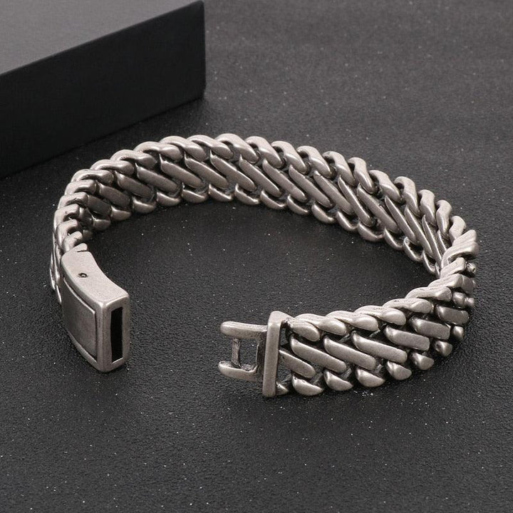 KALEN Punk Vintage Stainless Steel Braid 16mm Bracelet Round Ground Hollowed Out Men's Bracelet Jewelry Gift.
