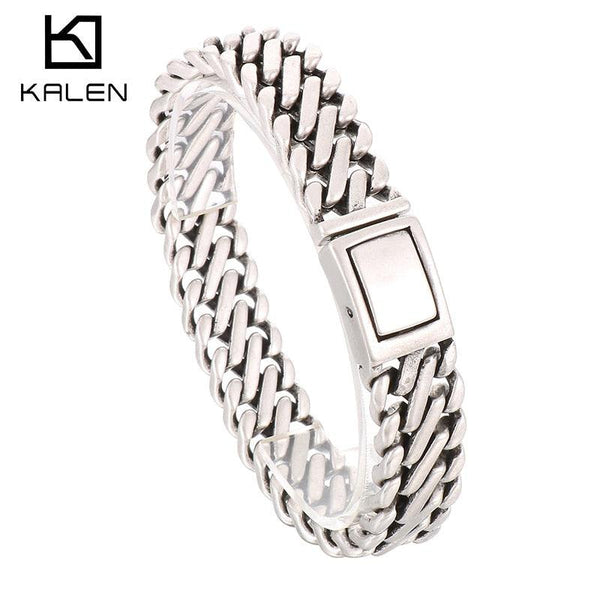 KALEN Punk Vintage Stainless Steel Braid 16mm Bracelet Round Ground Hollowed Out Men's Bracelet Jewelry Gift.