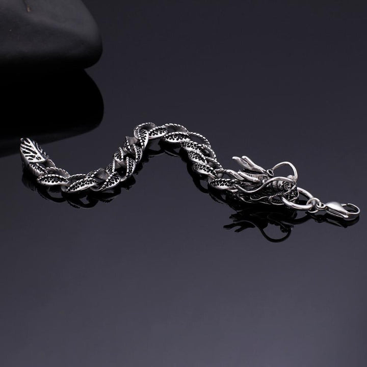 Kalen Punk Wind Dragon Bracelet Animal 230mm Men's Stainless Steel Retro Wind Bracelet Jewelry.