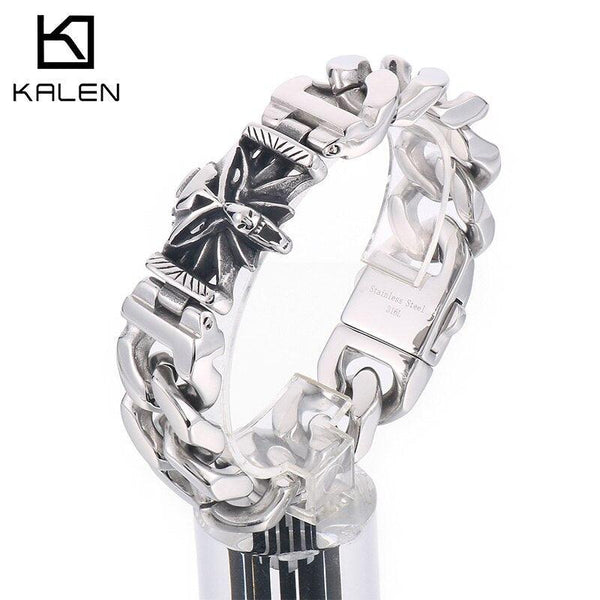 KALEN Punk Wolf Stainless Steel Bracelet For Men Charm Bracelet Jewelry Accessories.