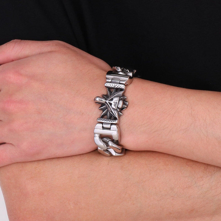 KALEN Punk Wolf Stainless Steel Bracelet For Men Charm Bracelet Jewelry Accessories.