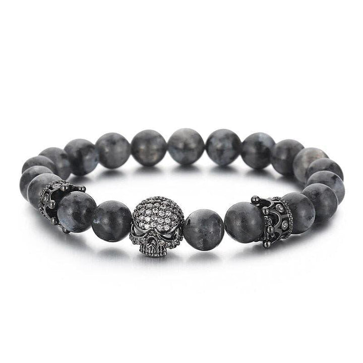 Kalen Retro Cloudy Stone Beaded Bracelet Men's Zircon Skull Accessories Trend Jewelry New Elasticity Bangles.