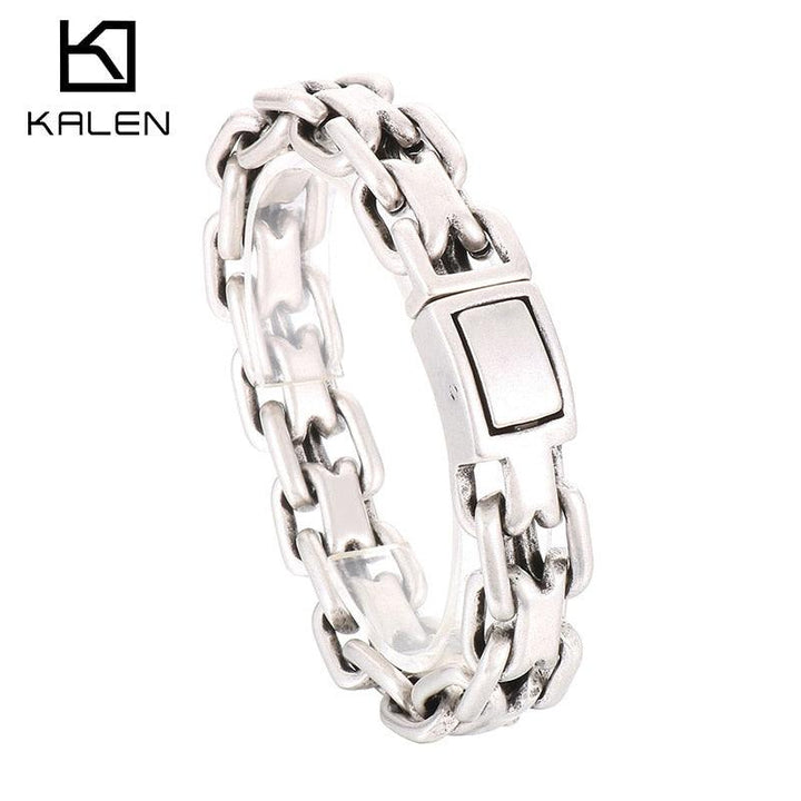 KALEN Retro Do Old Men's Stainless Steel Creative 16mm O Word Bracelet Men Jewelry Gift.