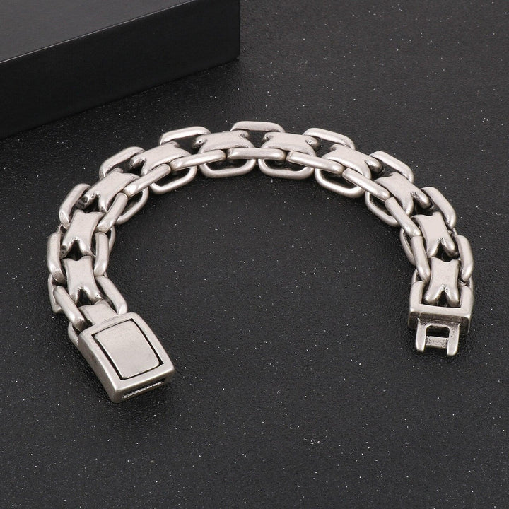 KALEN Retro Do Old Men's Stainless Steel Creative 16mm O Word Bracelet Men Jewelry Gift.