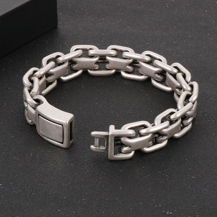 KALEN Retro Do Old Men's Stainless Steel Creative 16mm O Word Bracelet Men Jewelry Gift.