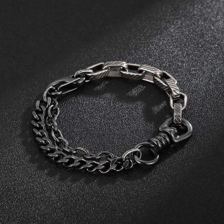 Kalen Retro Double Combination Chain 316L Stainless Steel Bracelet For Men's Party Jewelry Accessories Wholesale.