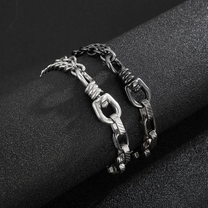 Kalen Retro Double Combination Chain 316L Stainless Steel Bracelet For Men's Party Jewelry Accessories Wholesale.