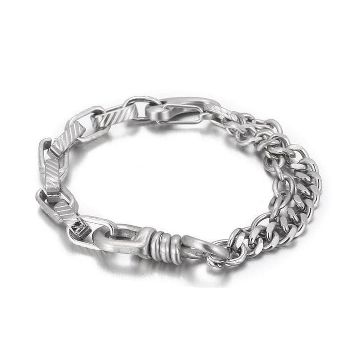 Kalen Retro Double Combination Chain 316L Stainless Steel Bracelet For Men's Party Jewelry Accessories Wholesale.