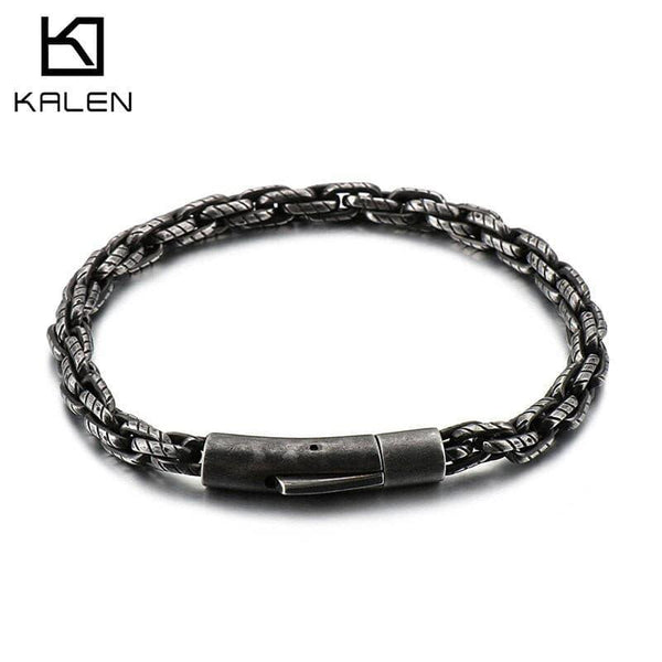 KALEN Retro Matte Link Chain Bracelet Men 22cm 20cm Stainless Steel Mesh Chain Bangle Homme Jewelry 2020.