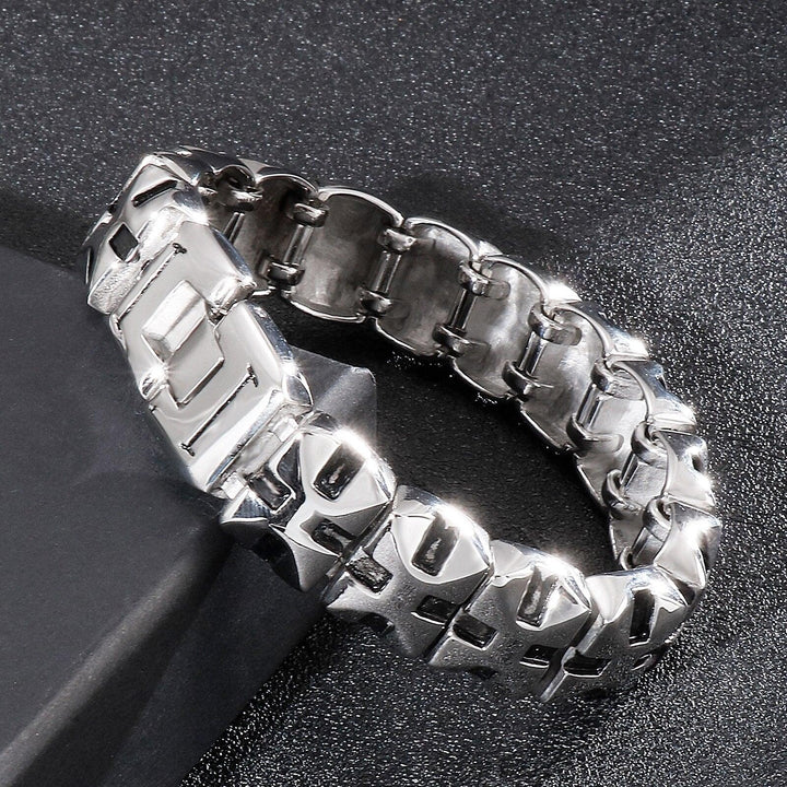 Kalen Retro Regular Pattern Combination Chain Stainless Steel Men's Bracelet Jewelry.