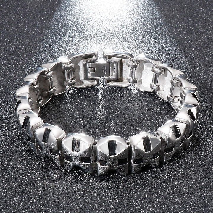 Kalen Retro Regular Pattern Combination Chain Stainless Steel Men's Bracelet Jewelry.