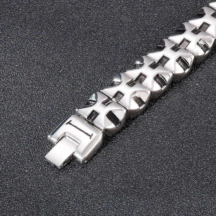 Kalen Retro Regular Pattern Combination Chain Stainless Steel Men's Bracelet Jewelry.