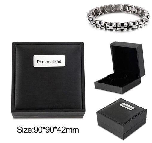 Kalen Retro Regular Pattern Combination Chain Stainless Steel Men's Bracelet Jewelry.