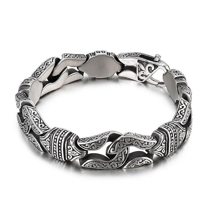 Kalen Retro Style 14mm Men's Totem Bracelet 316L Stainless Steel Wristband Jewelry Party Accessories.