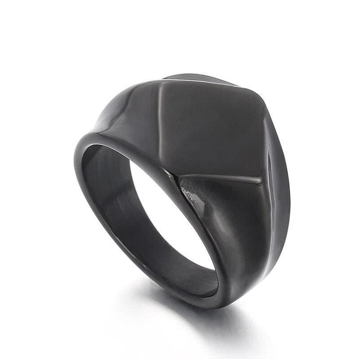 KALEN Rhombic Geometric Ring Men Stainless Steel Support Engraved Name Free.