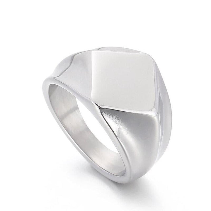 KALEN Rhombic Geometric Ring Men Stainless Steel Support Engraved Name Free.