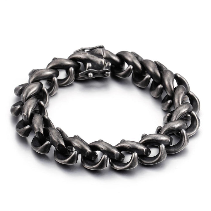 Kalen Rock Matte Link Chain Bracelets Men Stainless Steel Brushed Black Hand Chain Bracelet Homme Punk Jewelry Gift.