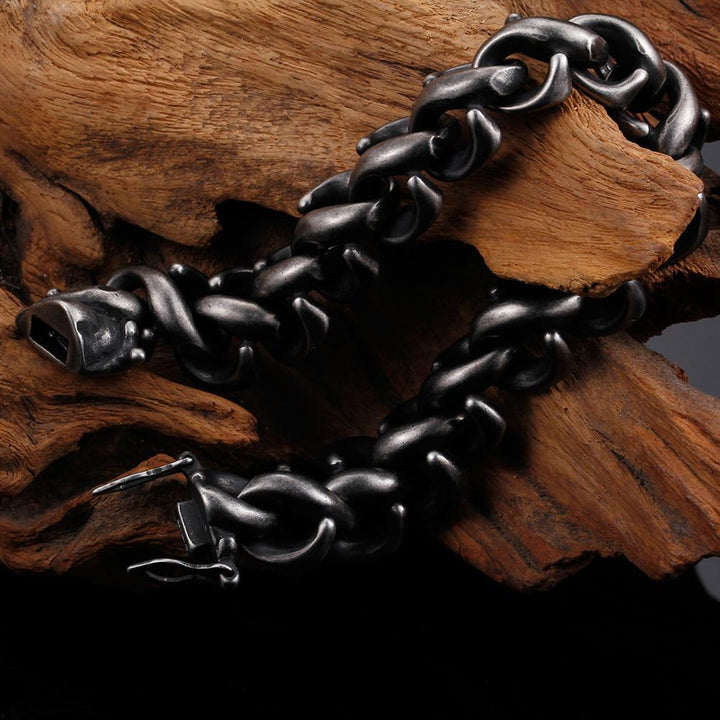 Kalen Rock Matte Link Chain Bracelets Men Stainless Steel Brushed Black Hand Chain Bracelet Homme Punk Jewelry Gift.